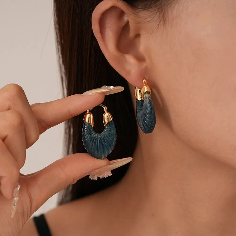 Большие серьги-кольца с геометрическим рисунком для пожилых людей винтажные