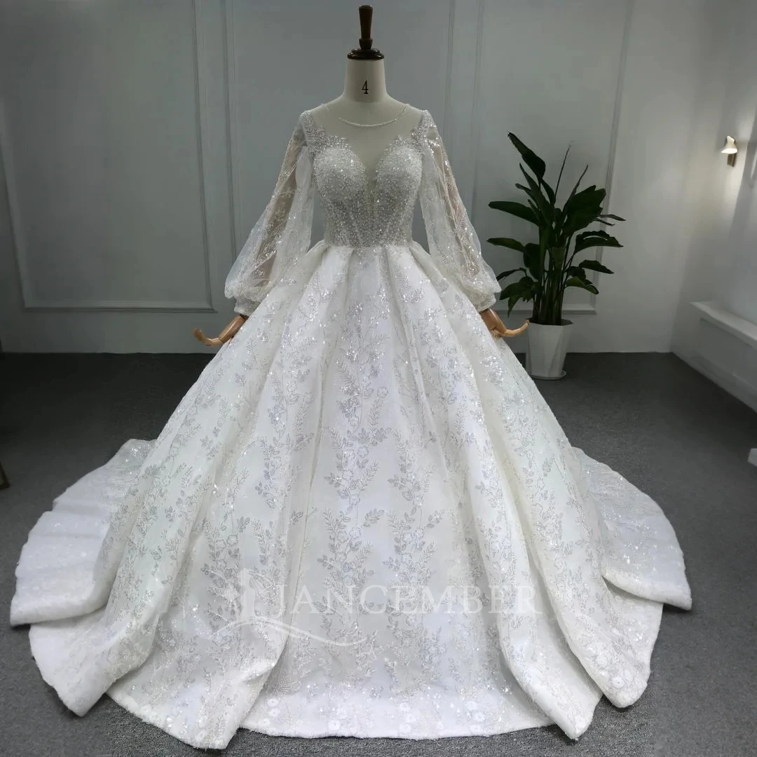 Фото Изысканное бальное платье, женские свадебные платья, элегантные блестящие свадебные платья с блестками, длина для мытья полов, бальные платья Vestidos De Novia по индивидуальному заказу №3