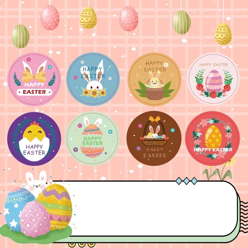 

500pc Lovely Easter Theme Decorative Label Sticker Roll for Giveaway Bridal Shower Small Business Dessert Gift Wrapping