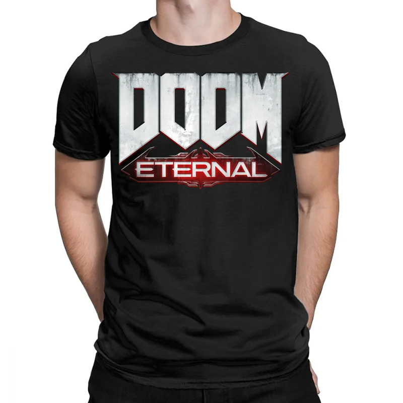 

Летняя мужская футболка с коротким рукавом и принтом Doom Cum