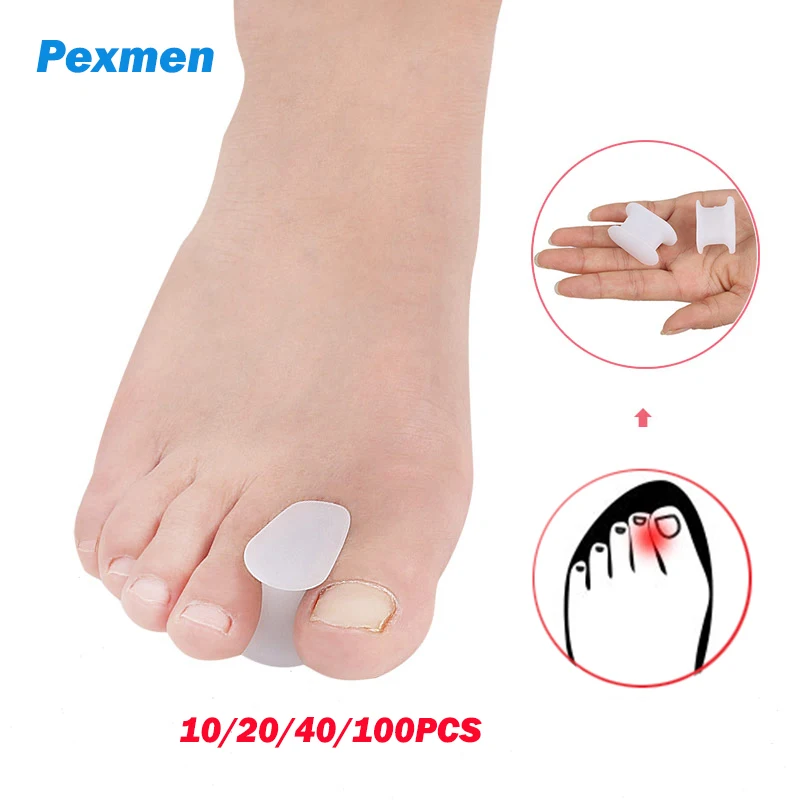 

Pexmen 10/20/40/100Pcs Gel Toe Separator Hallux Valgus Bunion Corrector Straightener Soft Toe Protector Spacer Foot Care Tool