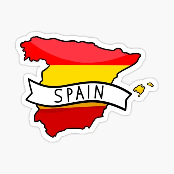 Spain Flag Map  5PCS Stickers for Decorations Cute Decor  Home Luggage Kid Room Car Bumper Art Funny Background Anime Laptop