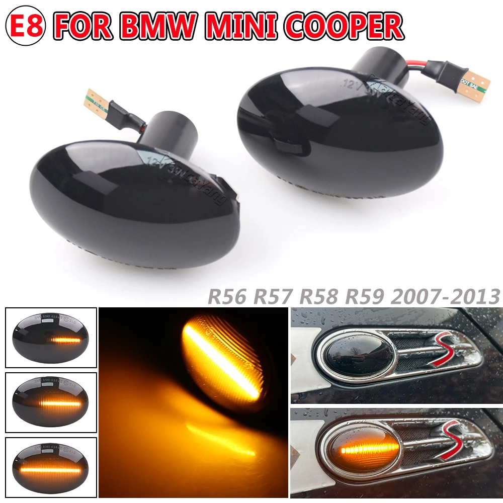 

Для BMW MINI Cooper R55 R56 R57 R58 R59 CL-R56-LSM-SM дымчатый светодиодный индикатор указателя поворота 2 шт. боковой генератор повторителя автомобильных фонарей