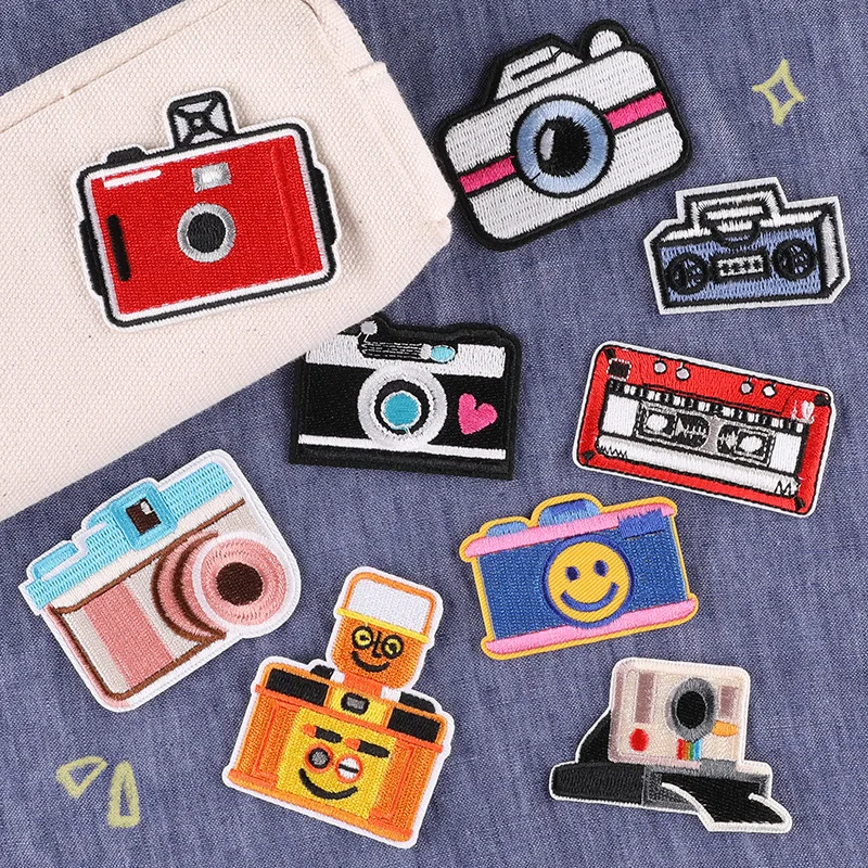 

Милые креативные нашивки с вышивкой для камеры, аксессуары для детской одежды, шапки, сумки, обувь, утюжок, аксессуары для одежды «сделай сам», значок