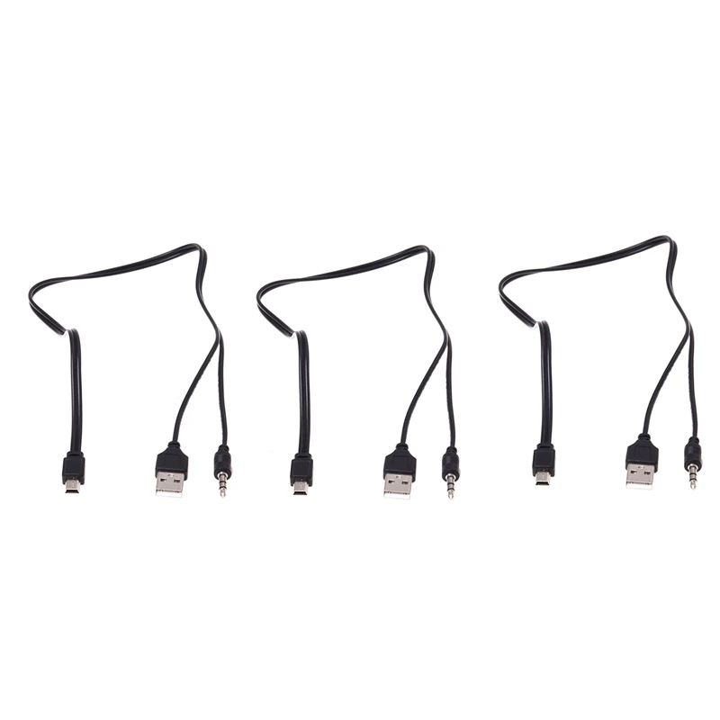 

3 Pcs 3.5Mm Aux USB2.0 Male Mini 5 Pin USB Portable Speaker Audio Cable