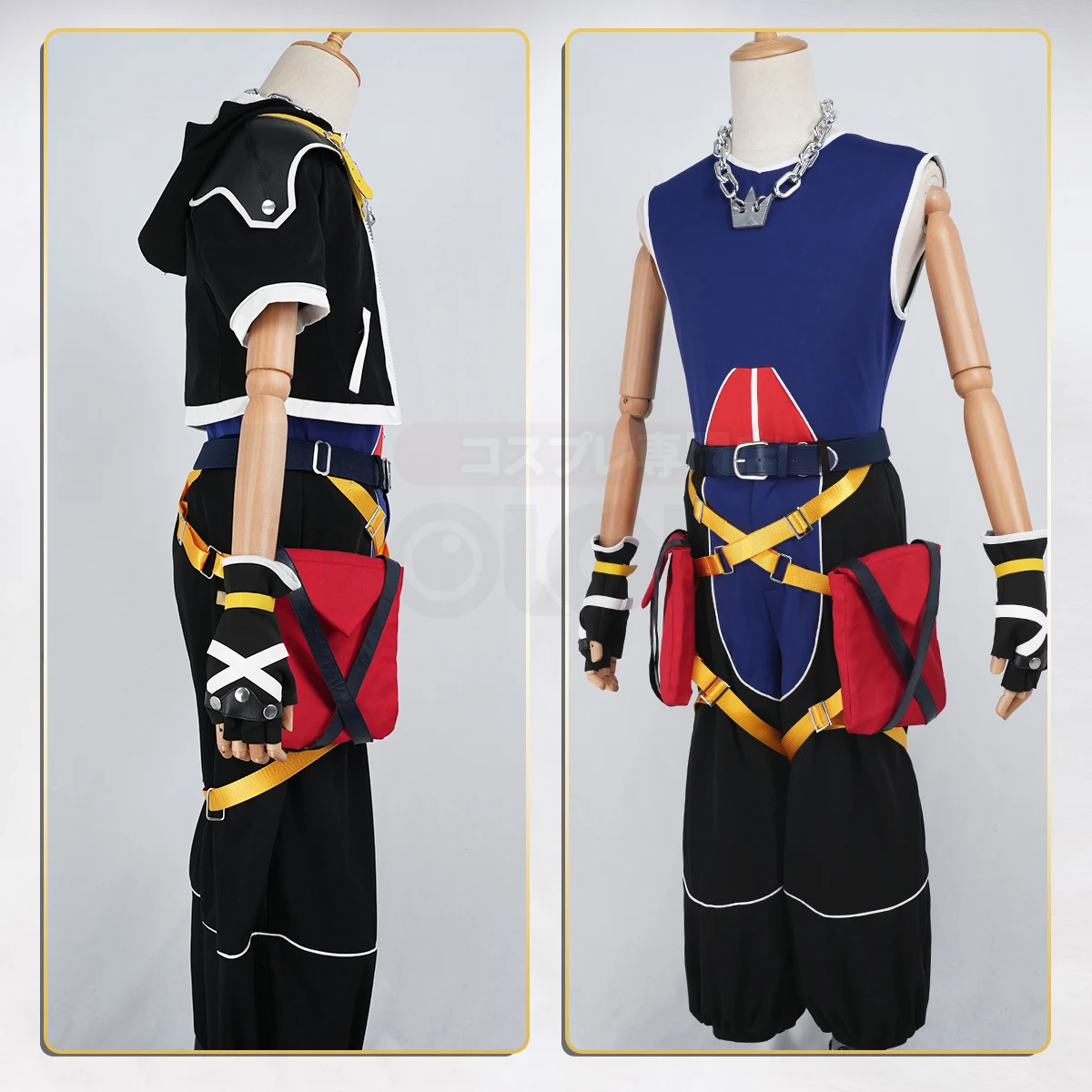 Фото Костюм для косплея Соры HOLOUN из игры KH2: пальто, брюки, жилет, ремень, перчатки, ожерелье для Хэллоуина и Рождества №4