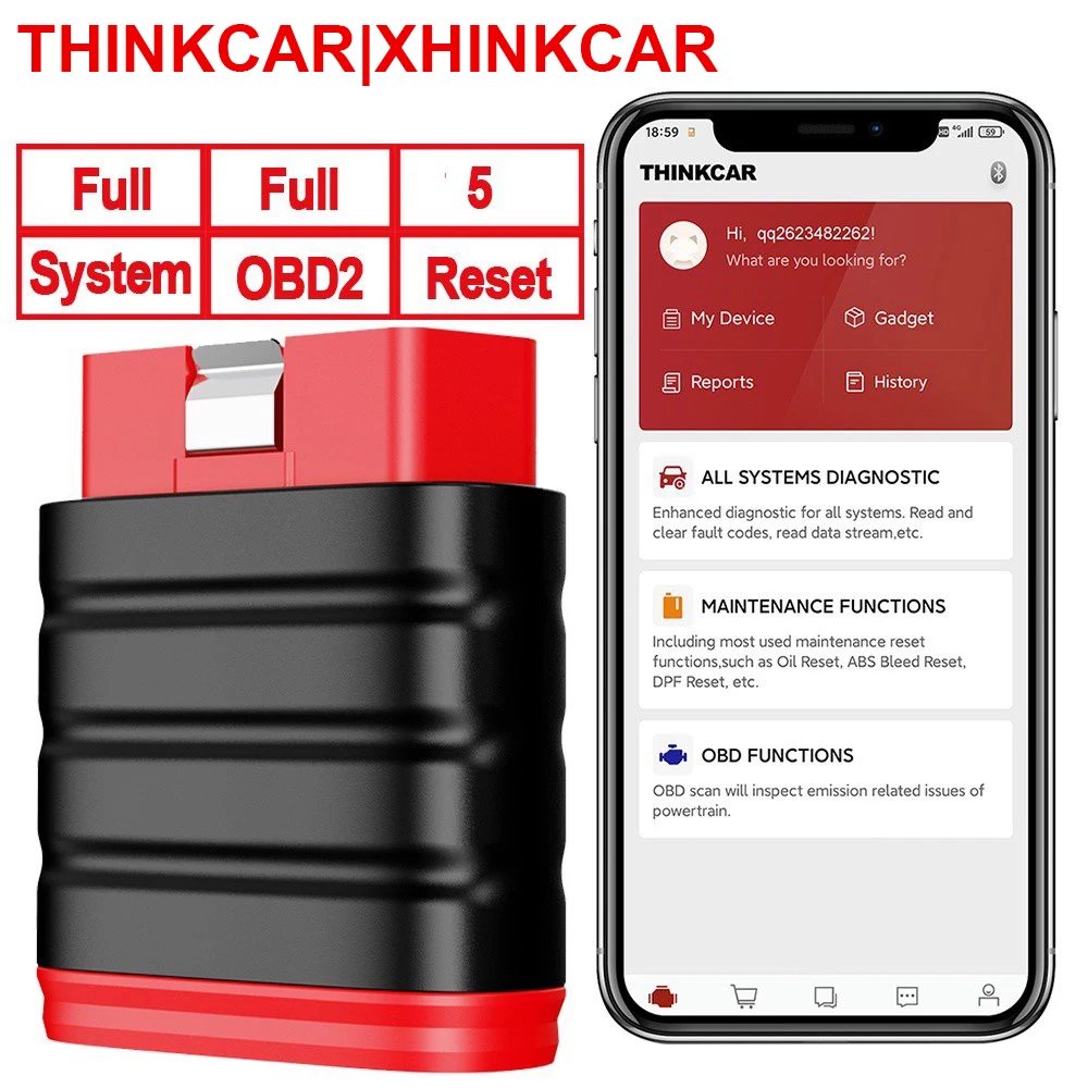 Thinkcar Thinksafe OBD2 Bluetooth-сканер с полной диагностикой системы и 5-мя сборами сброса