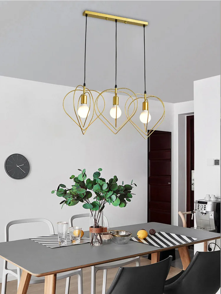 

Nordic 3 Heads Long Bar Lighting Chandelier Restaurant Dining Room Corridor Lighting Barber Table Hanging Lamp E27 Droplight