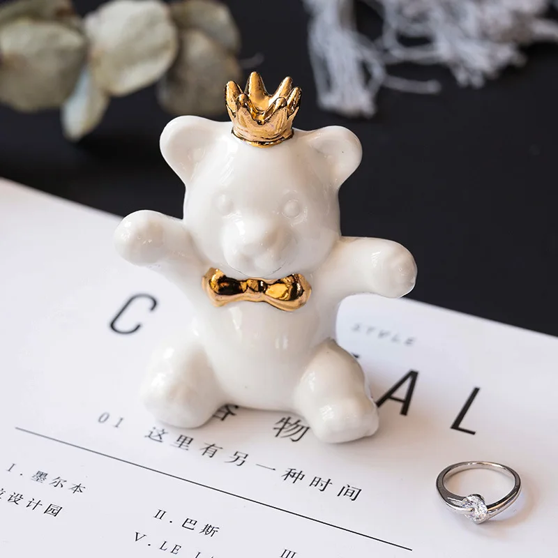

Ins Ornaments Nordic Ceramic Creative Electroplating Animal Small Ornaments Mini Microscopic Ornaments Ornaments Gold