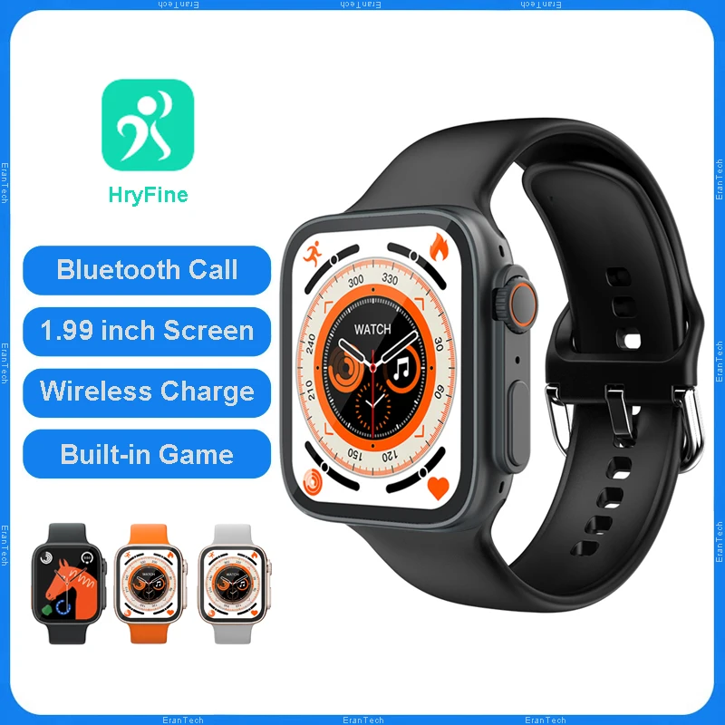 

2022 Смарт-часы Watch 8 1,99 дюйма Series 8 для мужчин и женщин с пульсометром и Bluetooth-вызовом, водонепроницаемые умные часы с беспроводной зарядкой