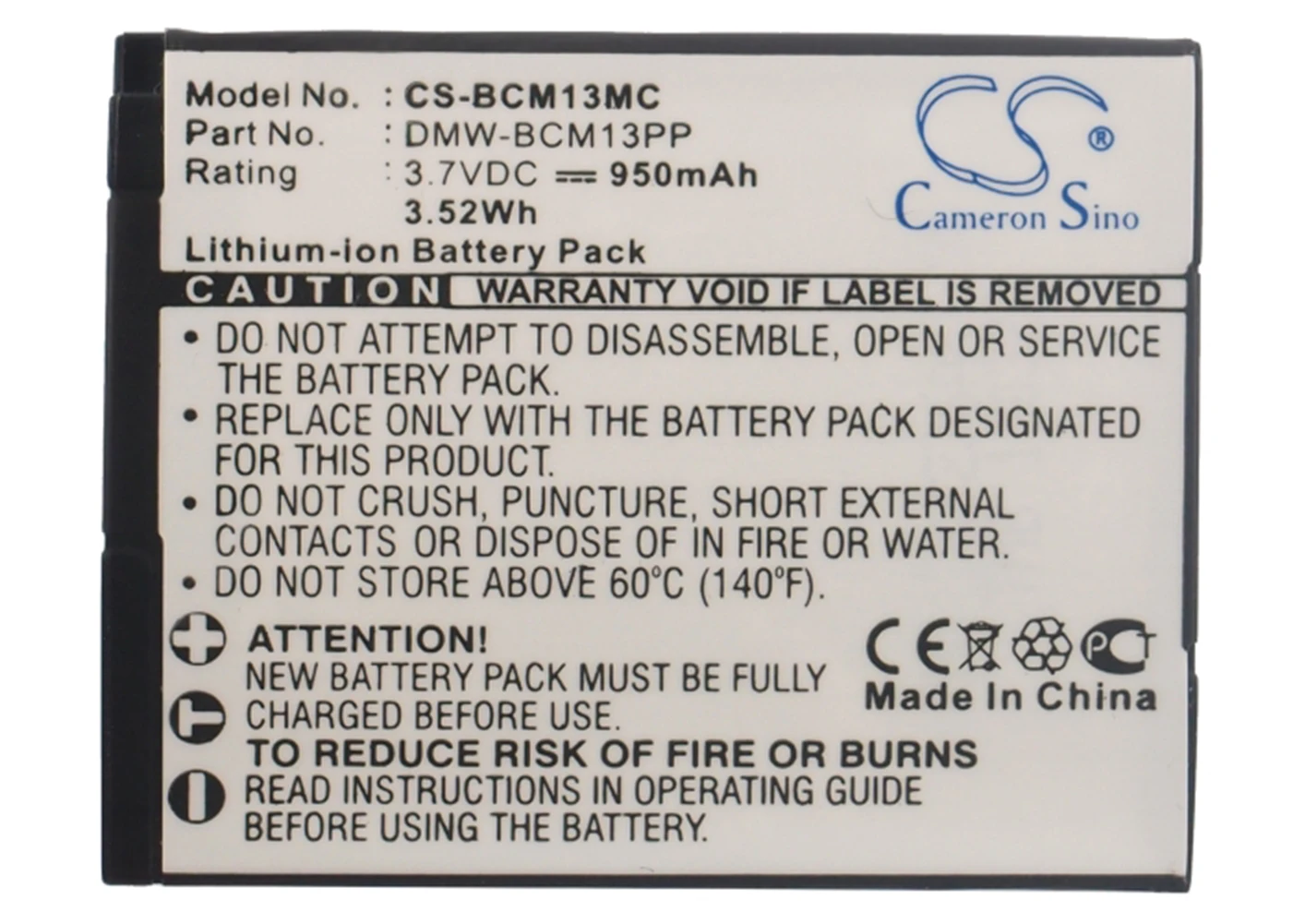 

Cameron Sino 950mA Battery for Panasonic Lumix DMC-ZS35W,Lumix DMC-ZS40K,Lumix DMC-ZS40S,Lumix DMC-ZS45K