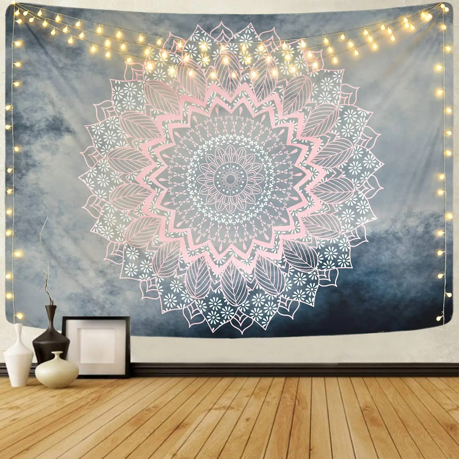 

Boho Mandala Tapestry for Bedroom Indian Hippie Bohemian Floral Wall Hanging Aesthetic Print Tapestries Decor Living Room Dorm