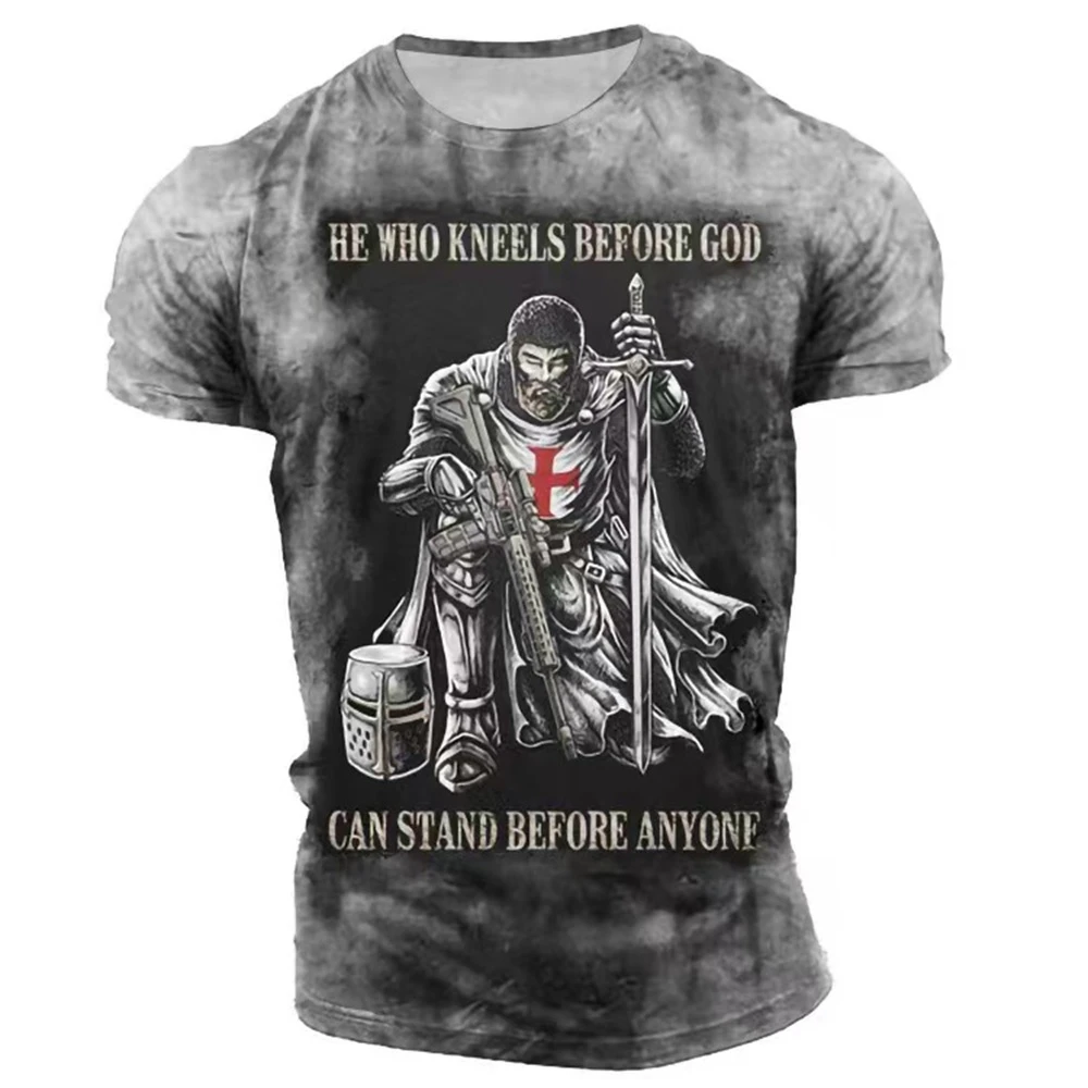 

Vintage Print Men's 2022 T Shirt Templar 3d Graphic Top Short Sleeve Summer T Shirt O Neck Casual T Shirt Men Oversized Clothing