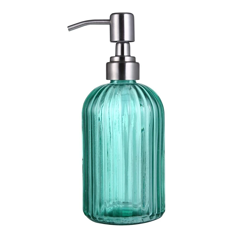 

Glass Soap Dispenser 14 OZ Hand Soap Dispensers With Stainless Steel Pump For Bathroom Countertop Kitchen Accessories