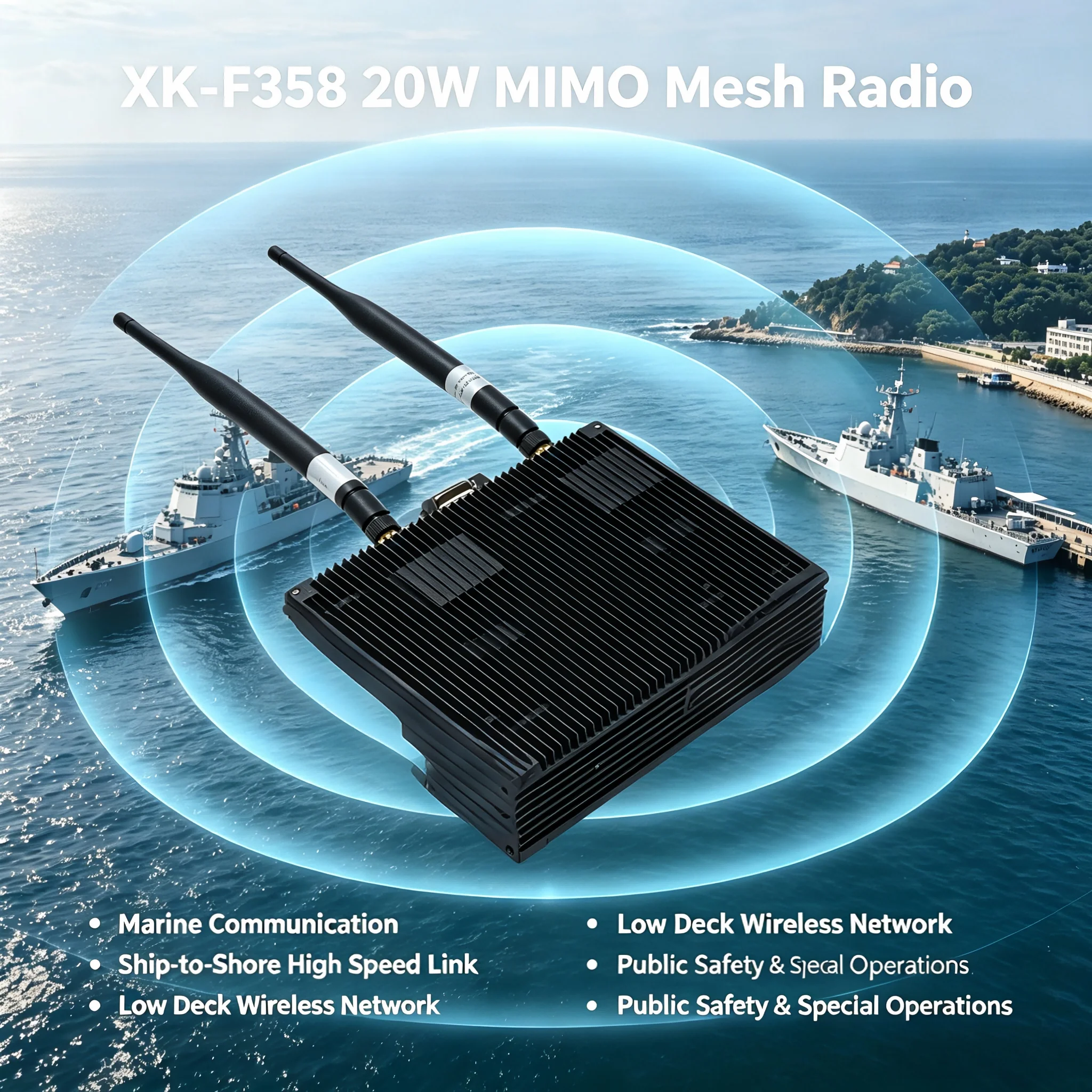 Фото Мощная 20-ваттная уличная стационарная радиостанция IP65 с поддержкой IP Mesh и дистанционным управлением для надежной связи на больших расстояниях №1