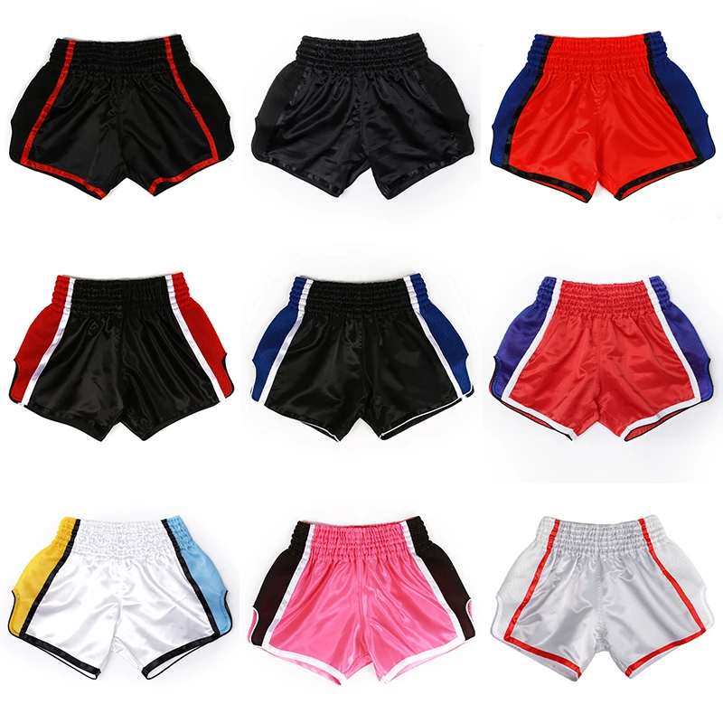 

Kickboxing Shorts Kids Teenagers Muay Thai Boxing Shorts Womens Mens Fighting MMA Trunks Sanda Grappling Training Short Pants