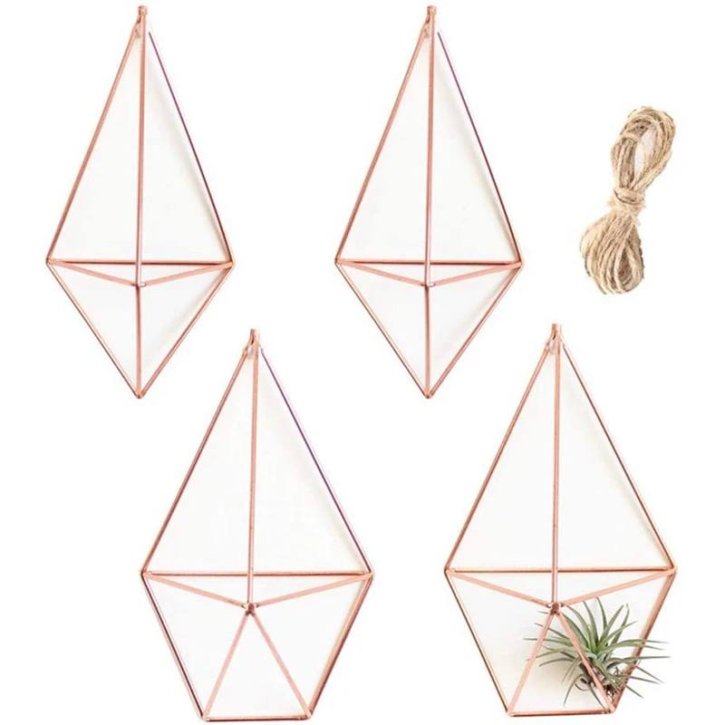 

Hot-4Pack Wall Mounted Air Plants Holder Geometric Plant Holder 2 Shapes Tillandsia Rack Accent Decor Air Fern Himmeli Decor