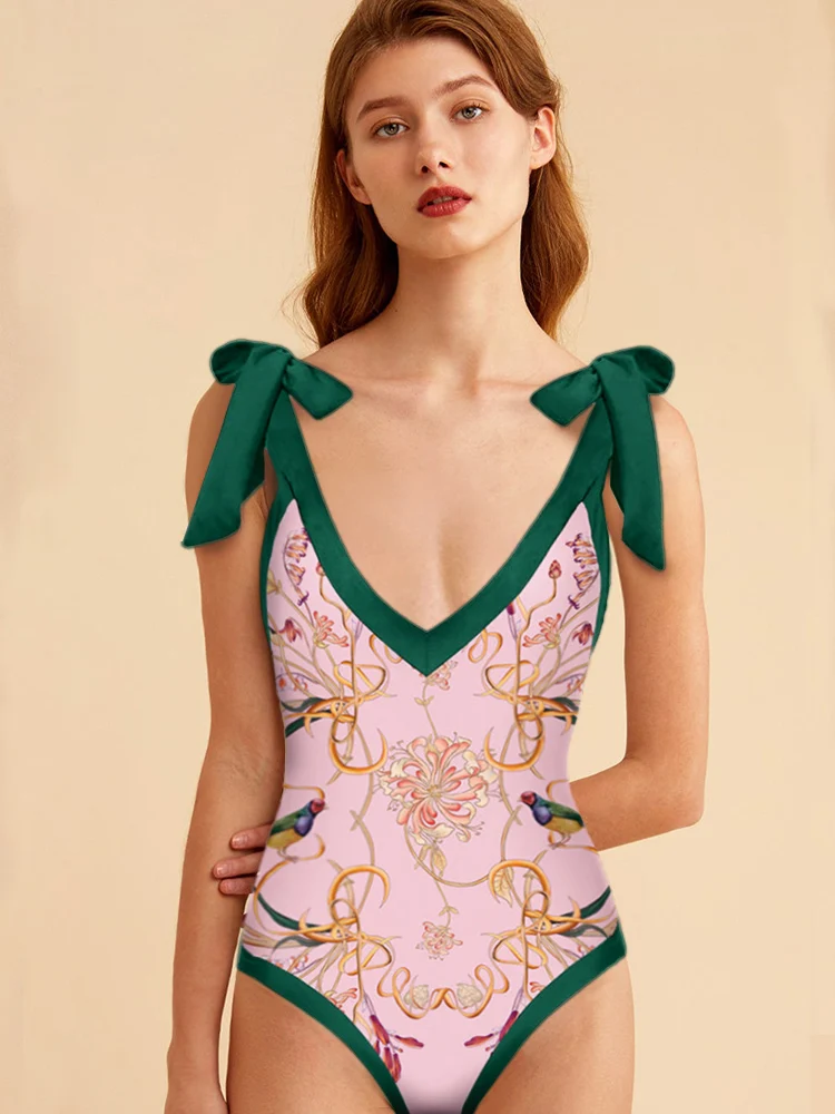 

Sexy Print Swimsuit One Piece High Cut Swimwear Women Push Up Bodysuits 2022 Summer Bathing Suit Women One-Piece Bandage Suits