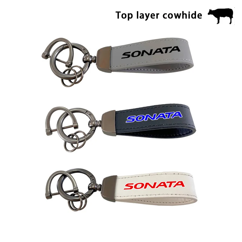 

Top Layer Cowhide Key Chain Accessories For Hyundai Sonata YF LF DN8 NF EF Y3 Y2 1990 2000 2012 2013 2014 2016 2017 2019 2020