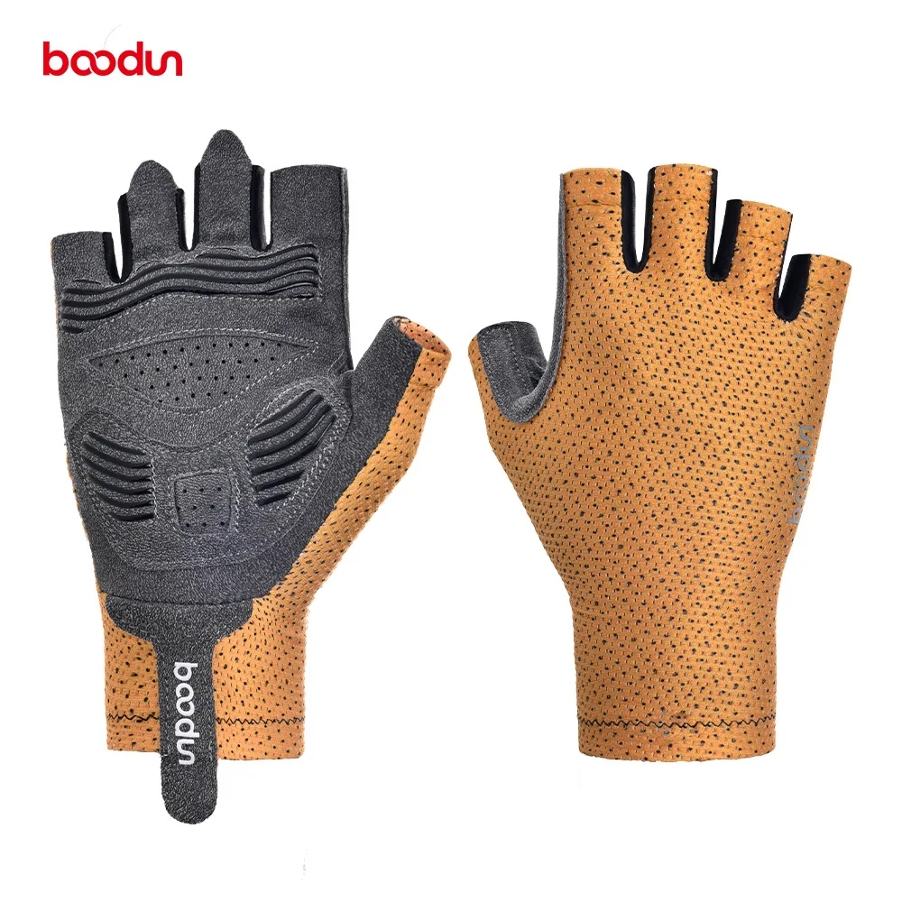 BOODUN-guantes de ciclismo transpirables para hombre y mujer, de medio dedo, antigolpes, para verano