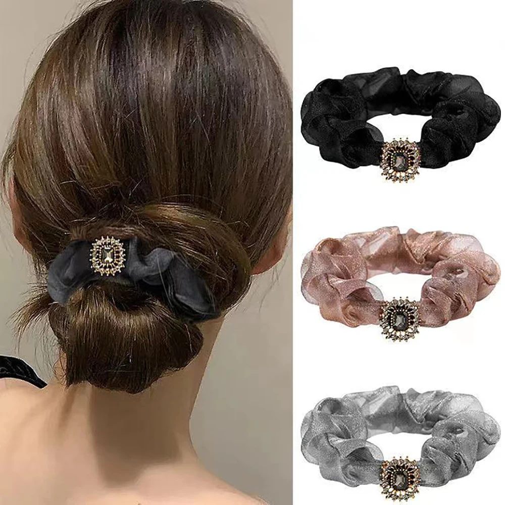 

Wholesale Girls Hairbands Elastic Hair Ties Chiffon High Sense Large Wreath Hair Circle For Women Hair Rope Hair Accessories