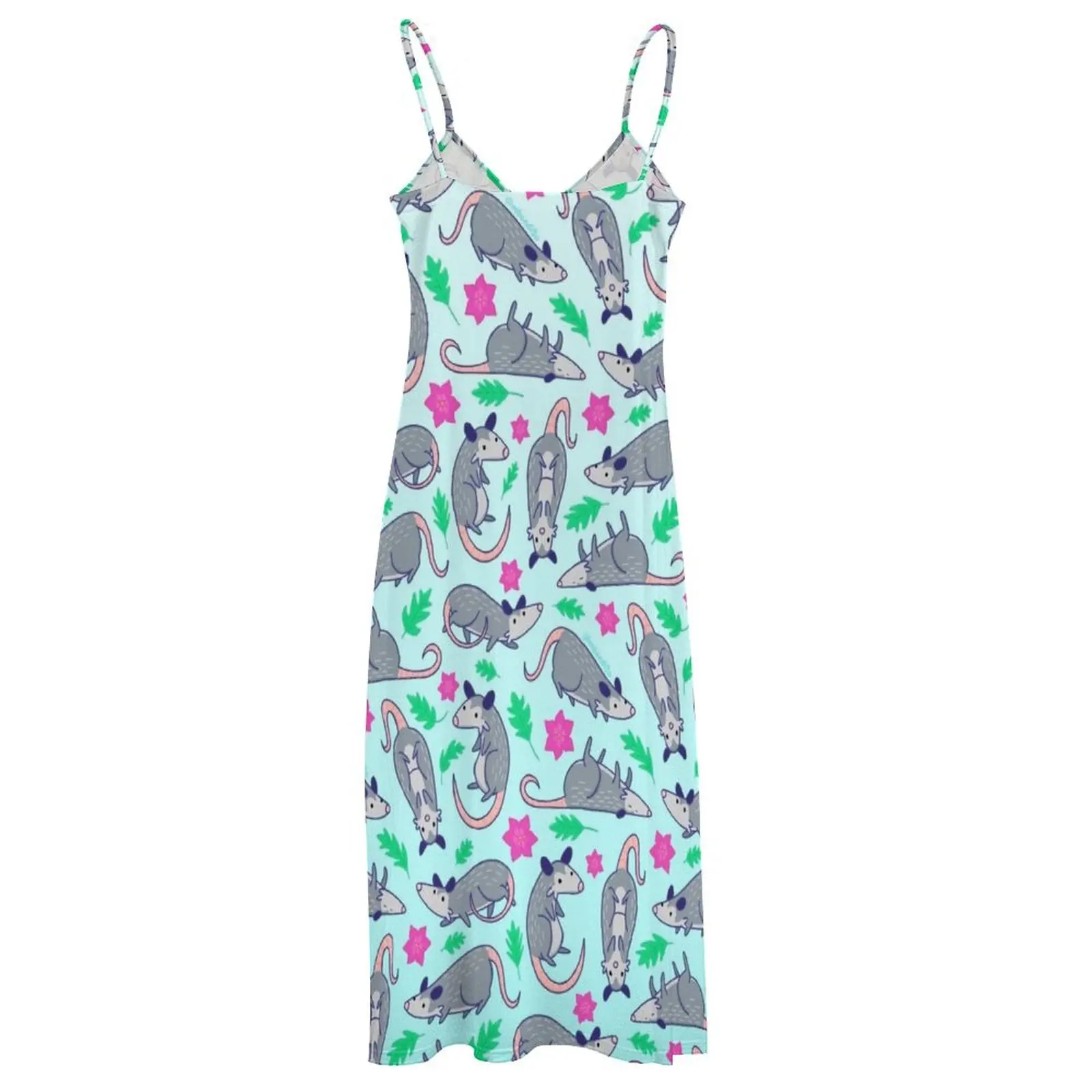 Длинное платье без рукавов с узором опоссума летние платья женское пляжное 2025