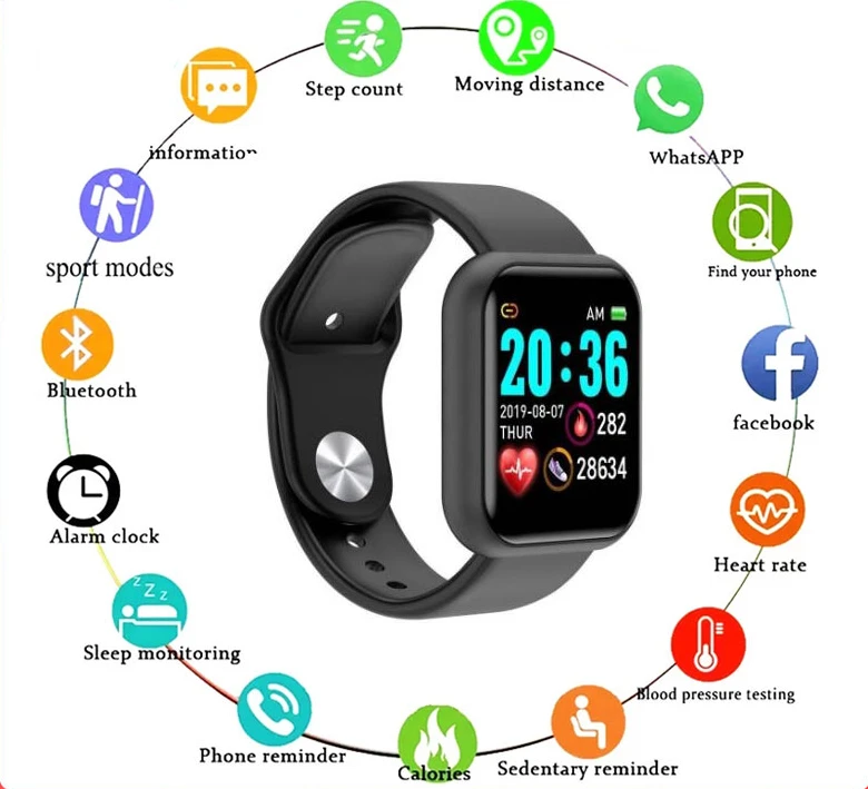 

For Apple Huawei Xiaomi D20 Pro Ladies Macaron Smart Watch Blood Pressure Smart Watch Smart Watch Bluetooth Fitness Tracker
