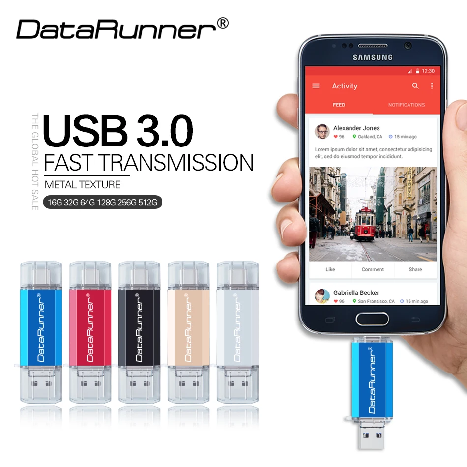 

DataRunner High Speed Type C USB Flash Drive 128GB OTG Pen Drive 512GB 256GB 64GB 32GB 16GB Pendrive USB Stick 3.0 Memory Stick