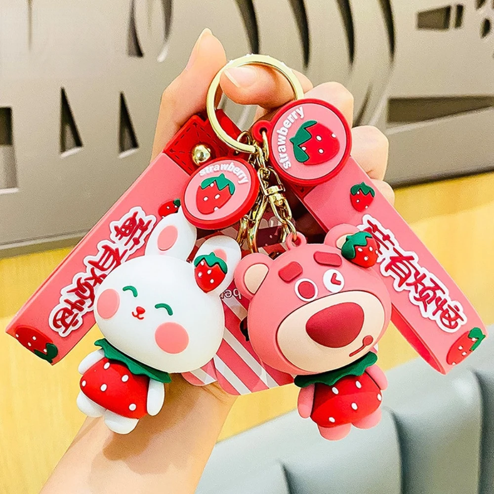 

Cute Bunny Pattern Keychain Cartoon PVC Animal Toys Keyring for Women Bag Pendant Men Car Keyfob Jewelry Gift