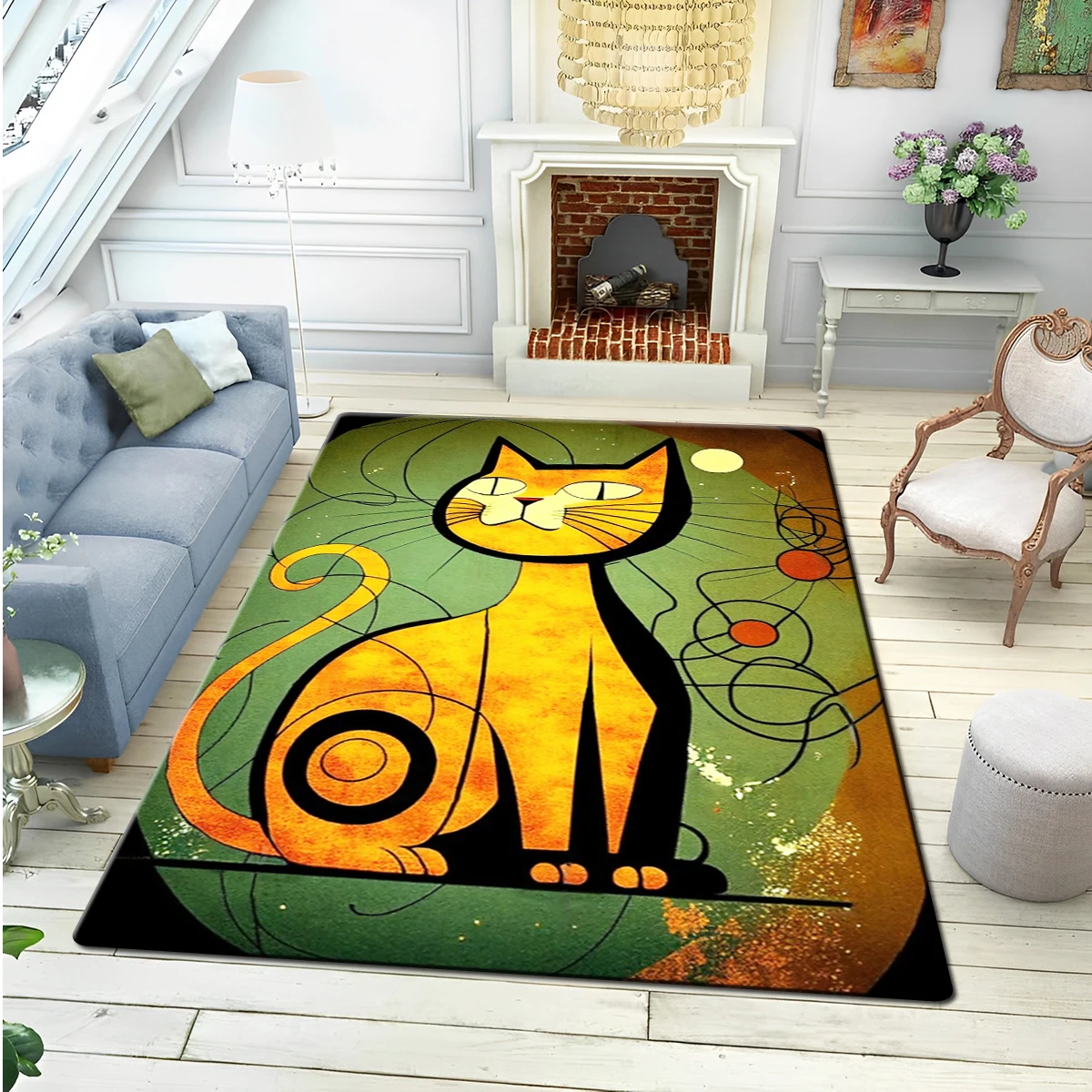 

Мультяшный Коврик для йоги с милым котом и тату-зоной, нескользящий коврик с hd-принтом, большой коврик, коврики для гостиной, удобный мягкий пол для спальни