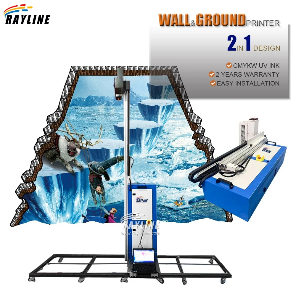 2 в 1 3D Настенный/наземный принтер 4K HD вертикальный настенный УФ-напольный для