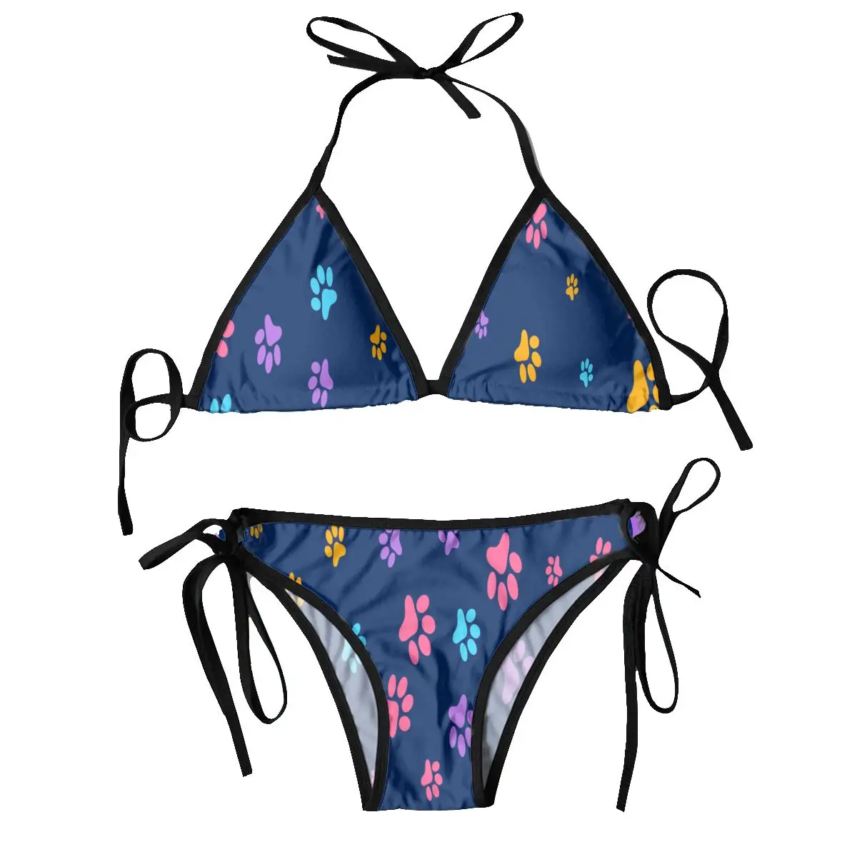 

Sexy Bikini 2023 Women Swimsuit Colorful Dog Cat Paw Printd Bikini Set Swimwear Bathing Suit