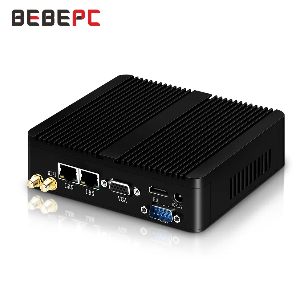 bebepc fanless mini pc intel celeron j1900 n2830 dual lan windows 10 n2930 4 core industrial mini desktop computer com wifi htpc free global shipping