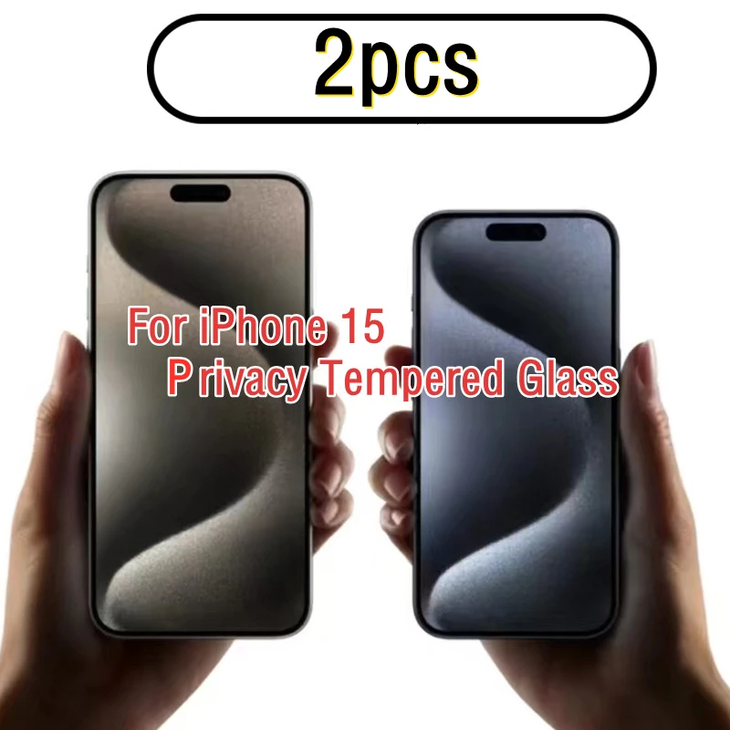 

2Pcs Privacy Tempered Glass for IPhone 15 Pro Max Plus High Definition Anti Spy Shatterproof Screen Protector Easy Installation