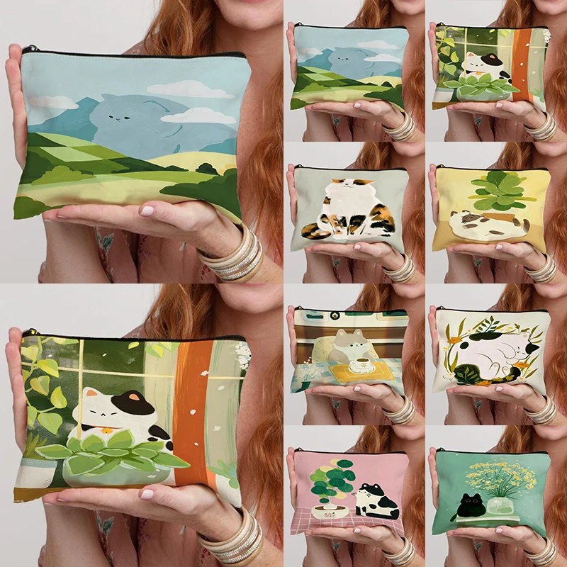 

Женская сумка для макияжа в виде ленивого маленького кота, Набор органайзеров для туалета, карман для хранения косметики, Детская сумка для ...