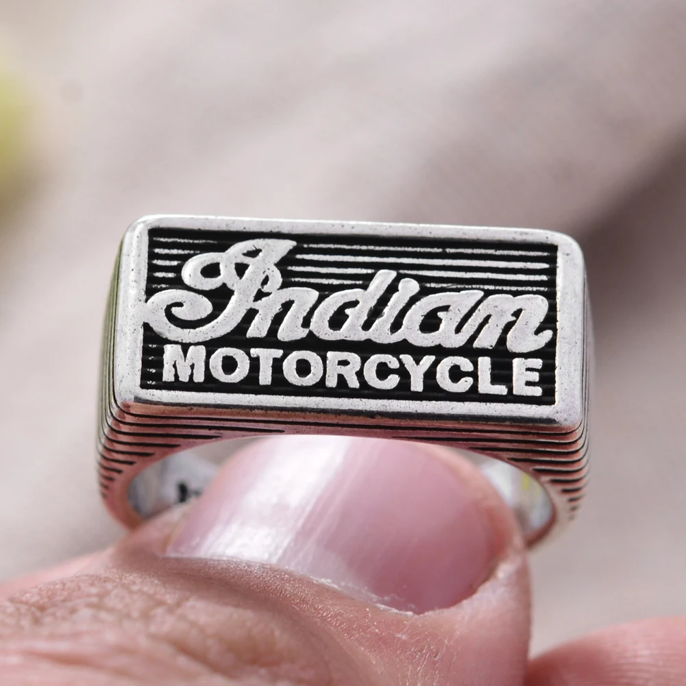 

Hot Sell Fashion Indian Motorcycle Letter Thai Silver Men Finger Ring Hot Sell Jewelry For Man Gift Never Fade