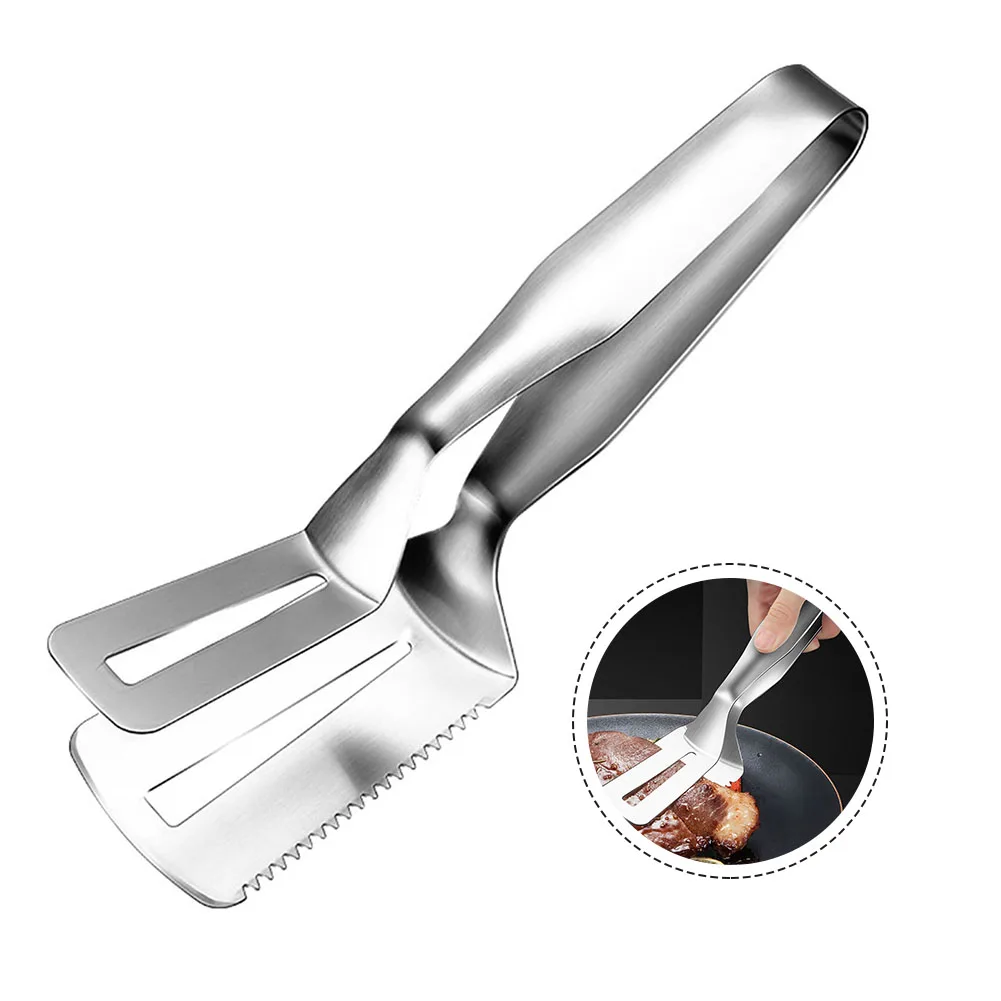 

Зажим из нержавеющей стали для стейка, антипригарный зажим для еды, щипцы, зажим для хлеба, мяса, барбекю, кемпинга, барбекю, кухонный инструмент для готовки