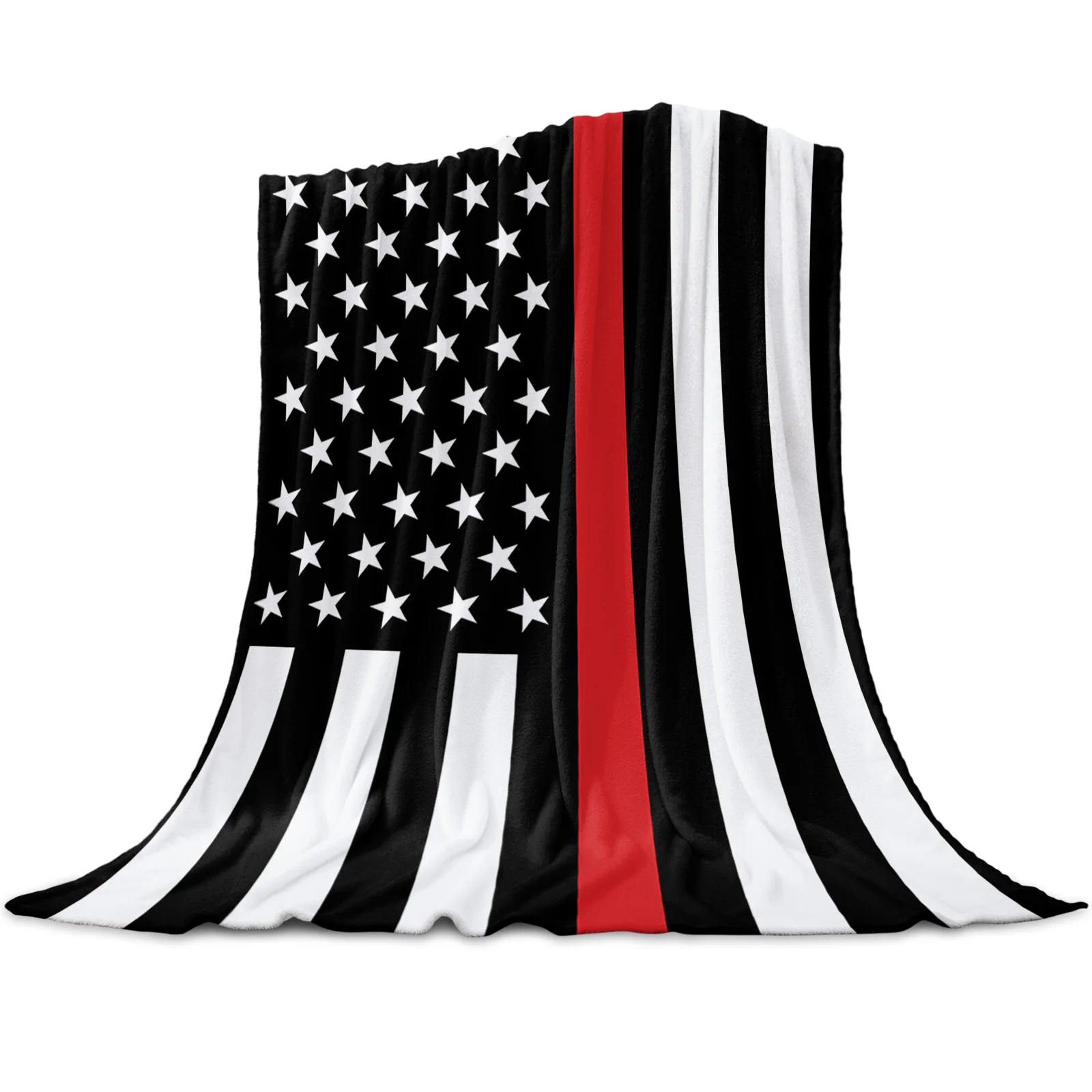 

American Flag Stripes Throw Blanket for Sofa Soft and Comfortable Flannel Blanket Children Gift Travel Camping
