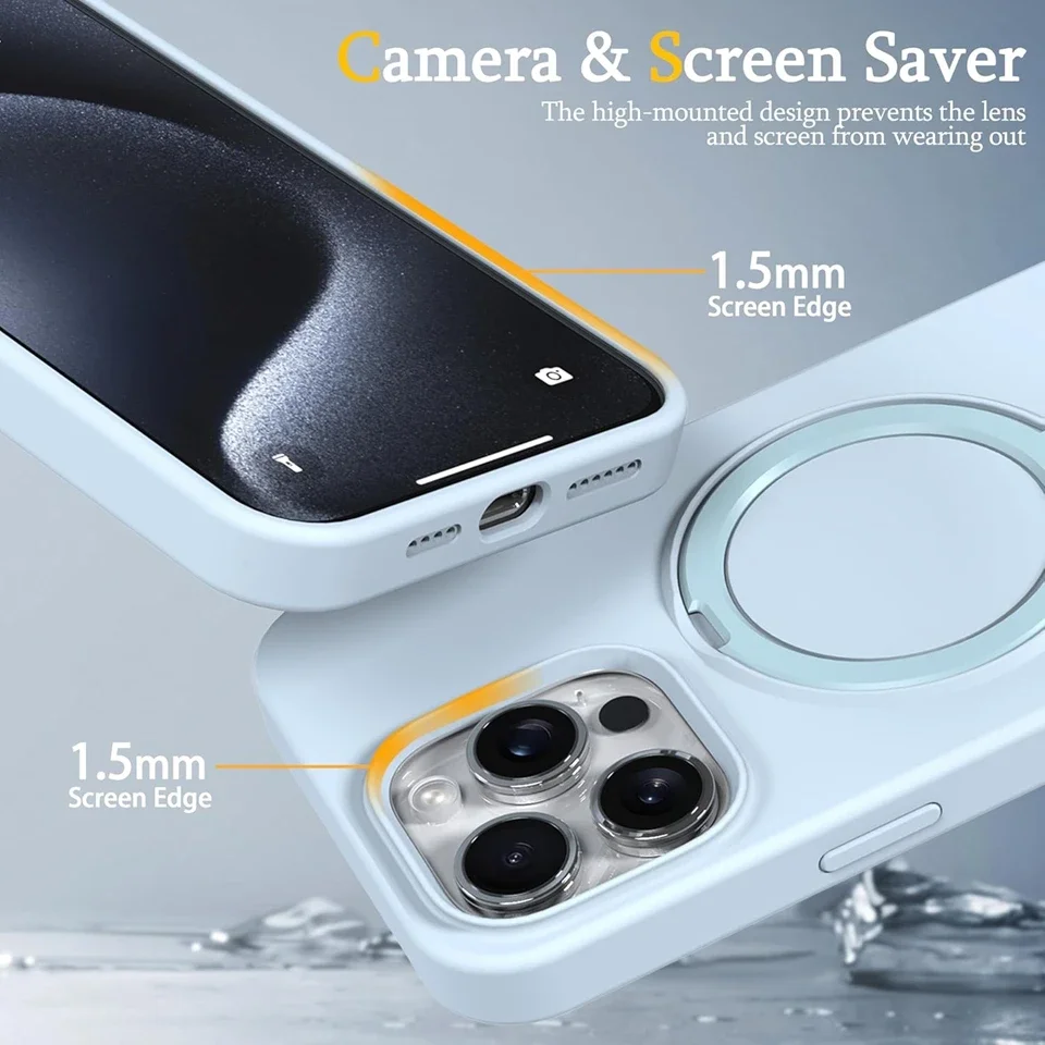 Фото Магнитный силиконовый чехол для телефона Liduid для IPhone 14 11 12 13 16 Pro Max 15 14 16 Plus Magsafe Stand Charge Protector Soft Cover Ca №4