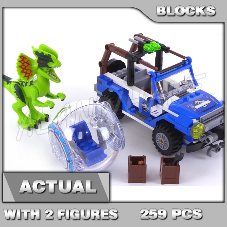 259 шт. конструктор мир Юрского периода, дилофозавр, засада, гироскопа, динозавр, грузовик, солдат 79093, модель, строительные блоки, игрушки, совместимы с кирпичами