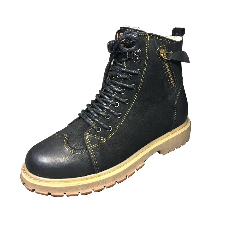 Зимние ботинки мужские меховые зимние кожаные утолщенные теплые плюшевые