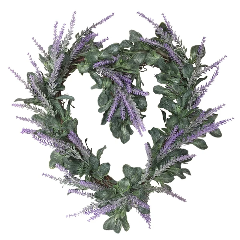 

Lavender Flower Wreath Heart Shape Artificial Floral Wreath Garland For Front Door Wall Wedding Home Hanging Decorations