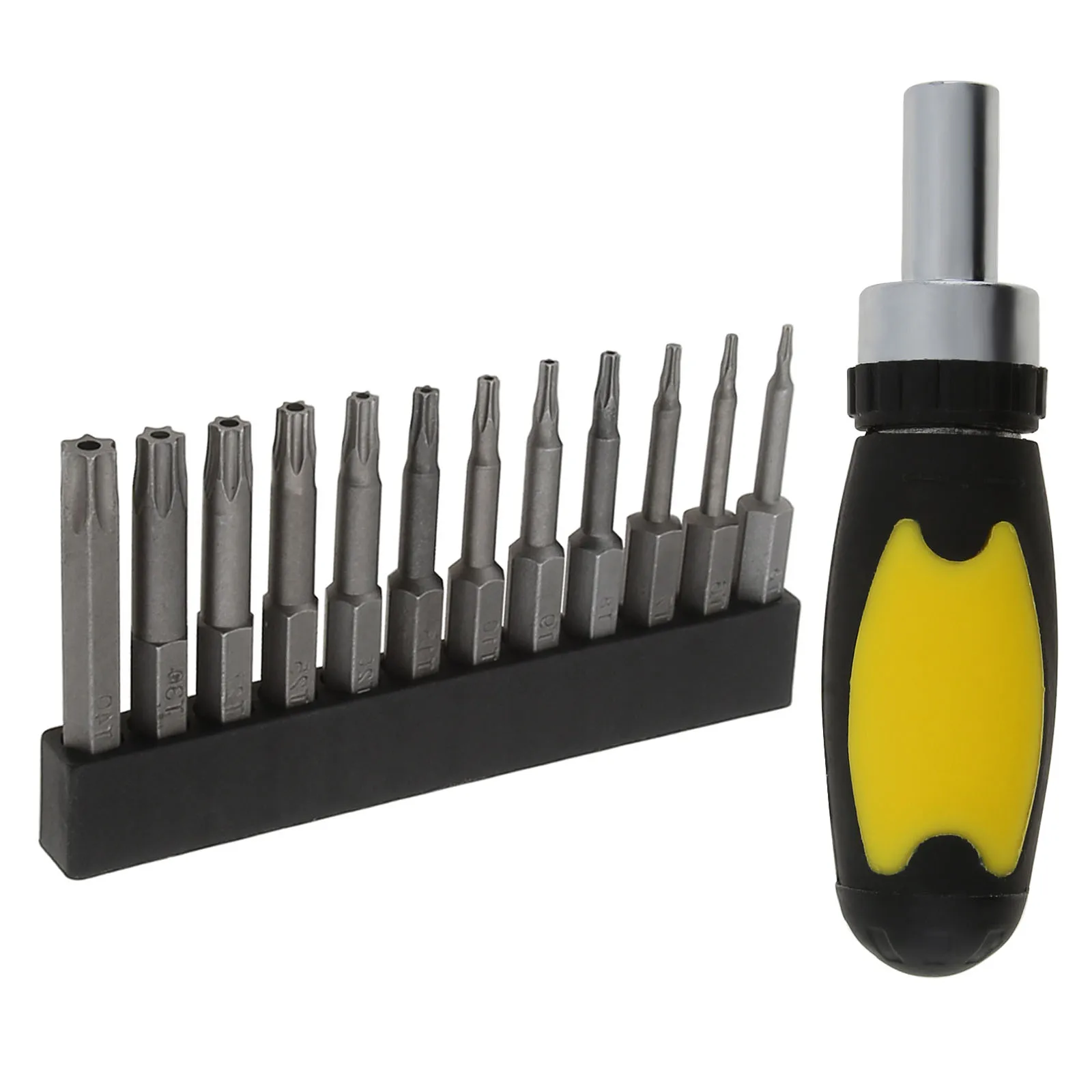 

12pcs Torx Head Bit Sets 1/4-Inch Hex Shank Magnetic Star Torx Security Set with Ratcheting Screwdriver Handle
