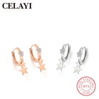 celayi s925 sterling silver star ear buckle for women all match niche earrings micro set light luxury sweet girl heart jewelry
