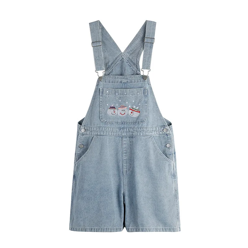 Летняя вышивка, ослабевающие джинсы, джинсы с бретельками, корейский досуг