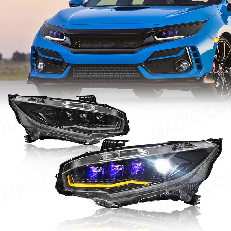 

For Honda Civic 2016 2017 2018 2019 2020 LED Headlights DRL Daytime Running Lights Turn Signal Auto Head Lamps Car Accessories
