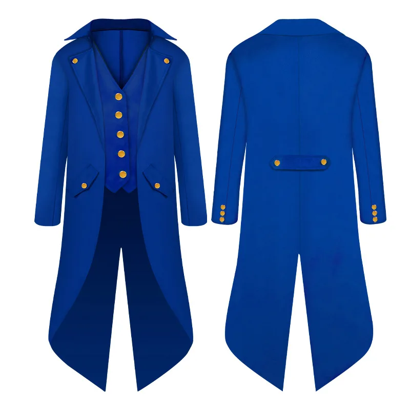 Kids Tailcoat Tuxedo Gothic Medieval Retro Clothing Halloween Kid Costume 1920s' Coat Uniform Blue Purple boys girls Tuxedos
