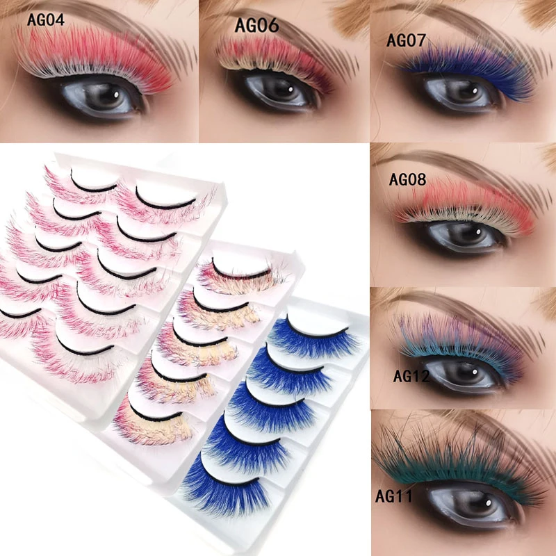 

Gradient Color False Eyelashes Colorful Fluffy Fake Eyelashes Cosplay Curly Lashes Eyelash Extensions For Masquerade Sexy Women