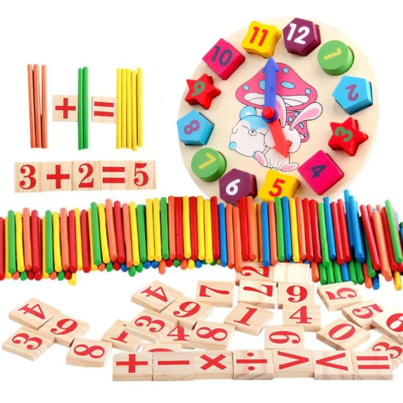 

Цветные бамбуковые палочки с подсчетом, часы, игрушки, математика, учебные пособия Монтессори, стержень с подсчетом, детская Дошкольная мат...