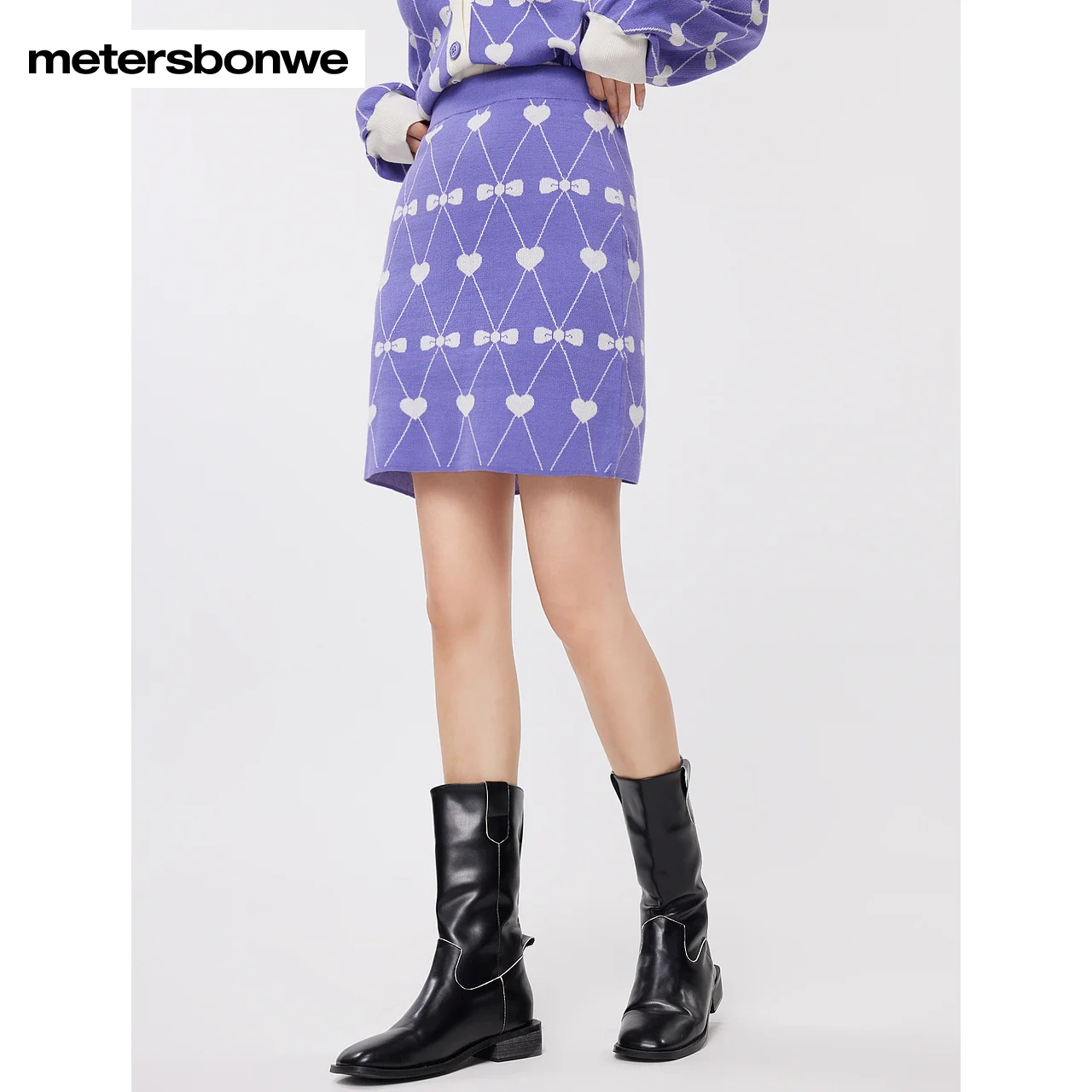 Metersbonwe-Женская шерстяная юбка 100% хлопок обычная клетчатая трапециевидная милые